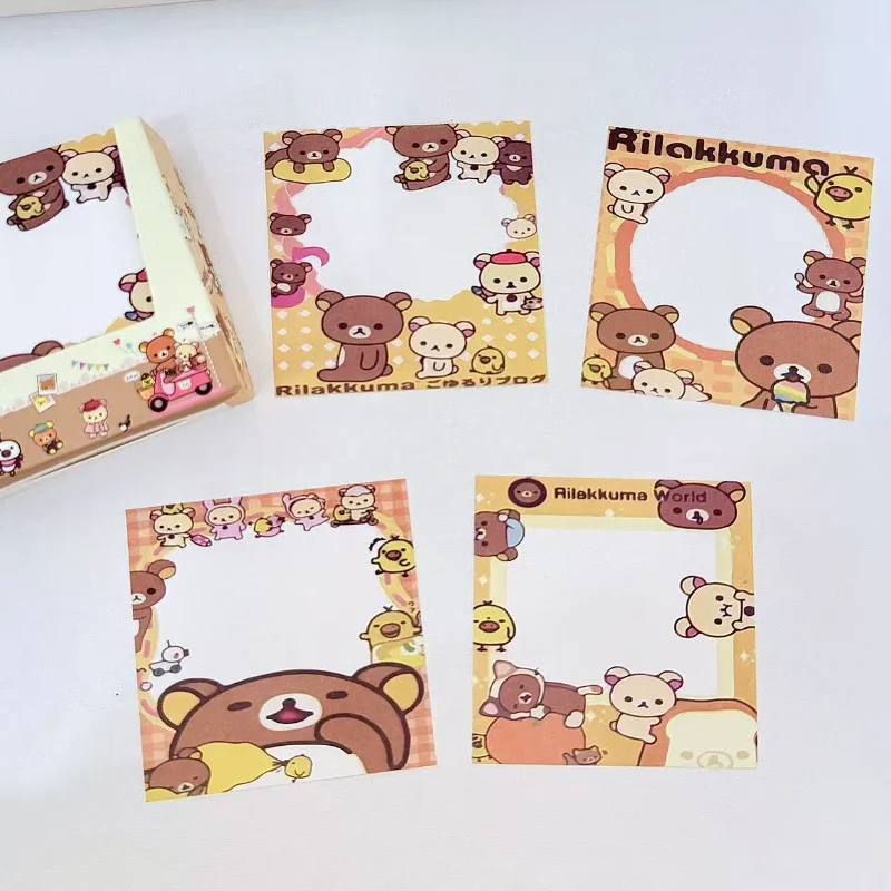 200 قطعة Rilakkuma محاصر مثبت ملاحظة لطيف الكرتون المحمولة جيب المفكرة طالب غير لزجة رسالة ورقة مكتب القرطاسية هدية