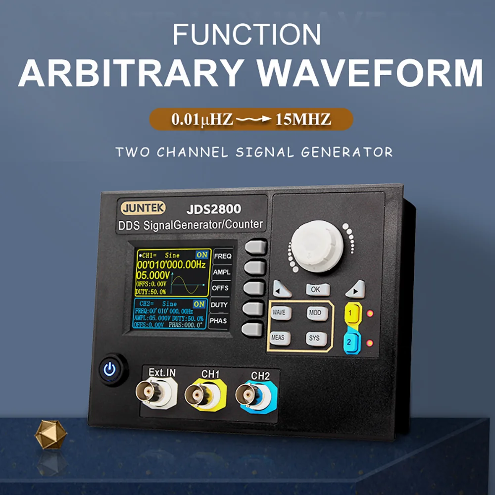 

JUNTEK JDS2800 15M40M60M DDS Function Signal Generator Digital Control Dual-channel Frequency Meter Arbitrary Waveform Generator