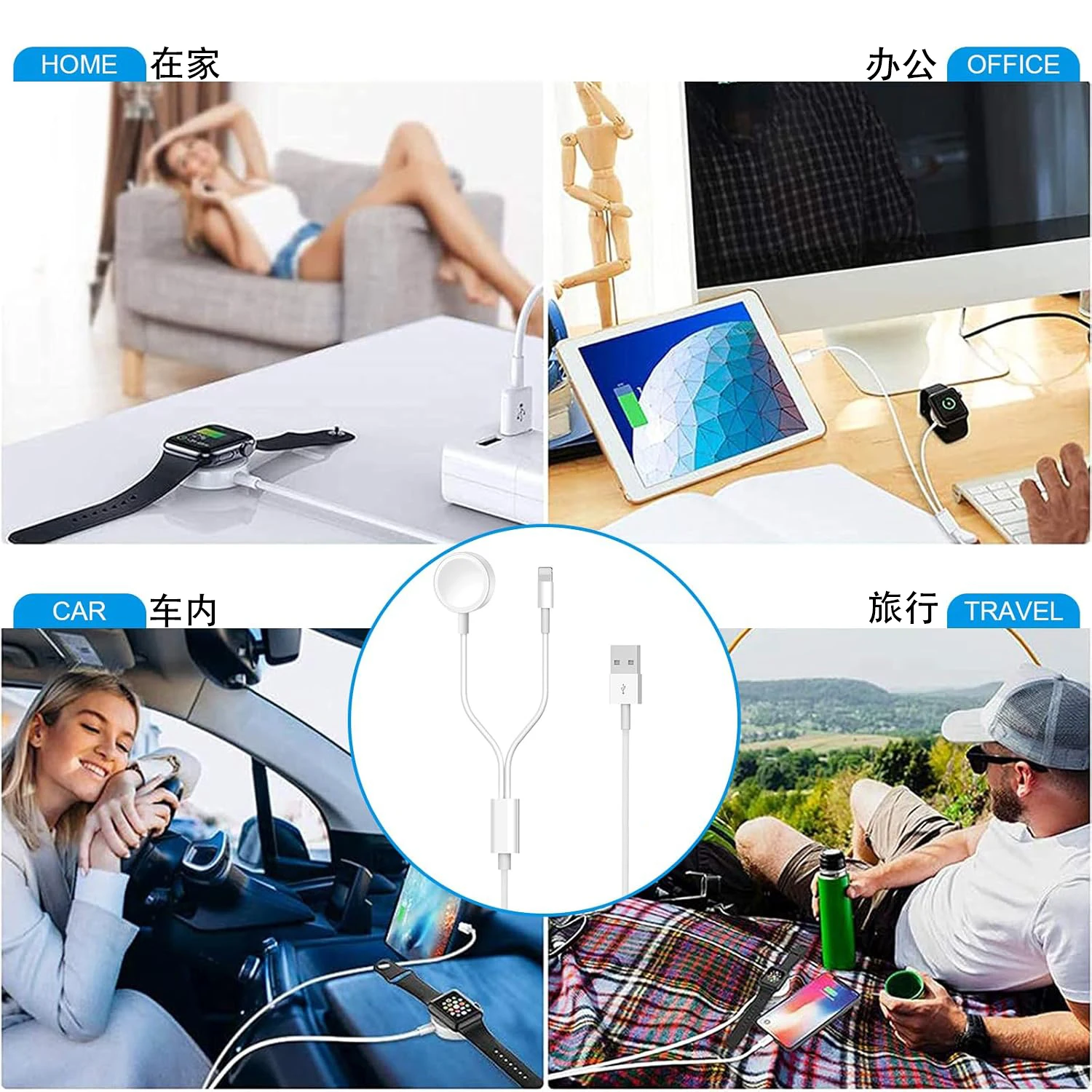 2 in 1 Charging Cable for Apple Watch Charger,iPhone Lightning Charging Cable, for iWatch Series Ultra/SE/10/9/8/7/6/5/4/3/2 image 4