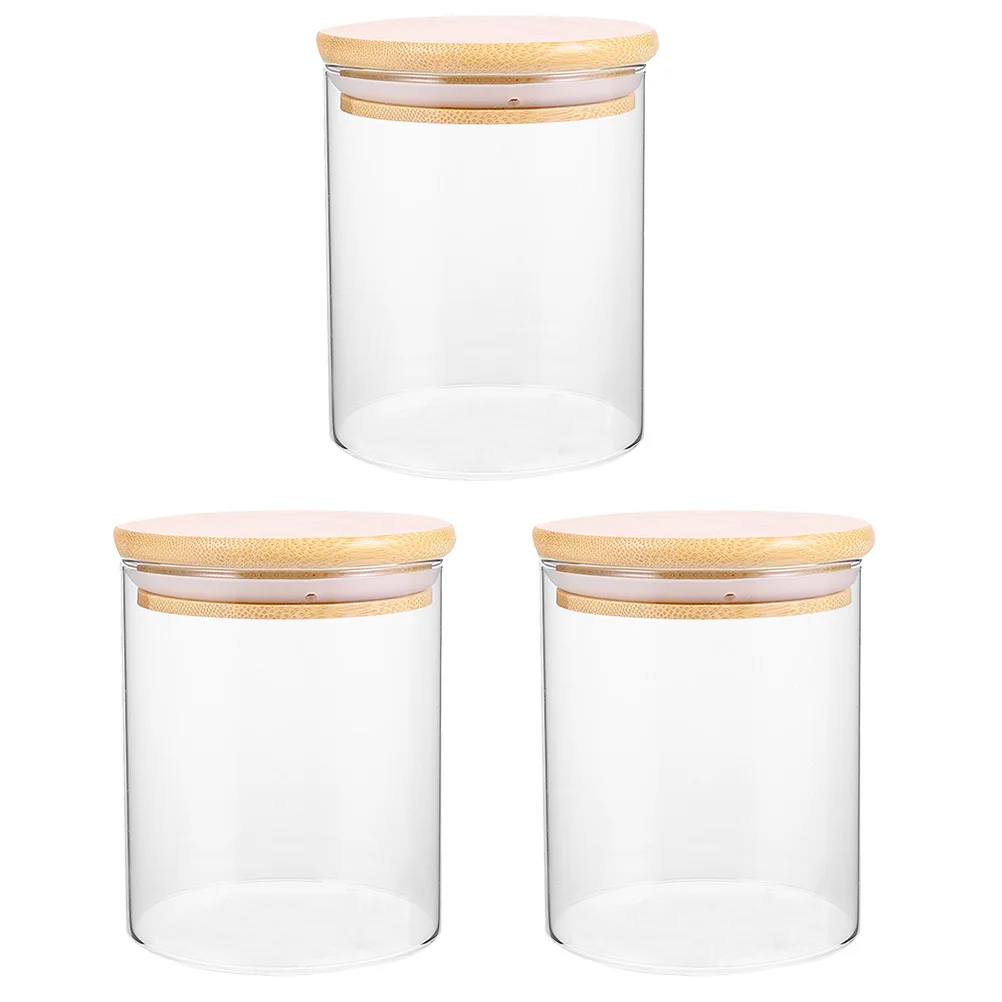 

3 Pcs Glass Jars Sealed Bottles Kitchen Storage Cans Dried Fruit Containers Snack Practical Strong Durability