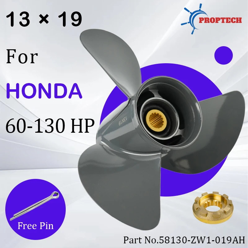 13x19 Outboard Propeller For Honda 60 75 90 115 130 hp Boat Motor Aluminum Alloy Engine Part 3 Blade 15 Spline Tooth