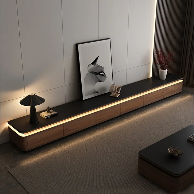 

Refined Contemporary Solid Wood TV Stand with Storage Cabinets and Shelves for Living Room Television Media Console Furniture