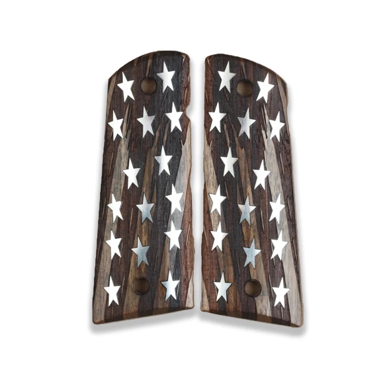 KSD Brand Colt 1911 FIT Model Compatible Walnut Grips American Flag