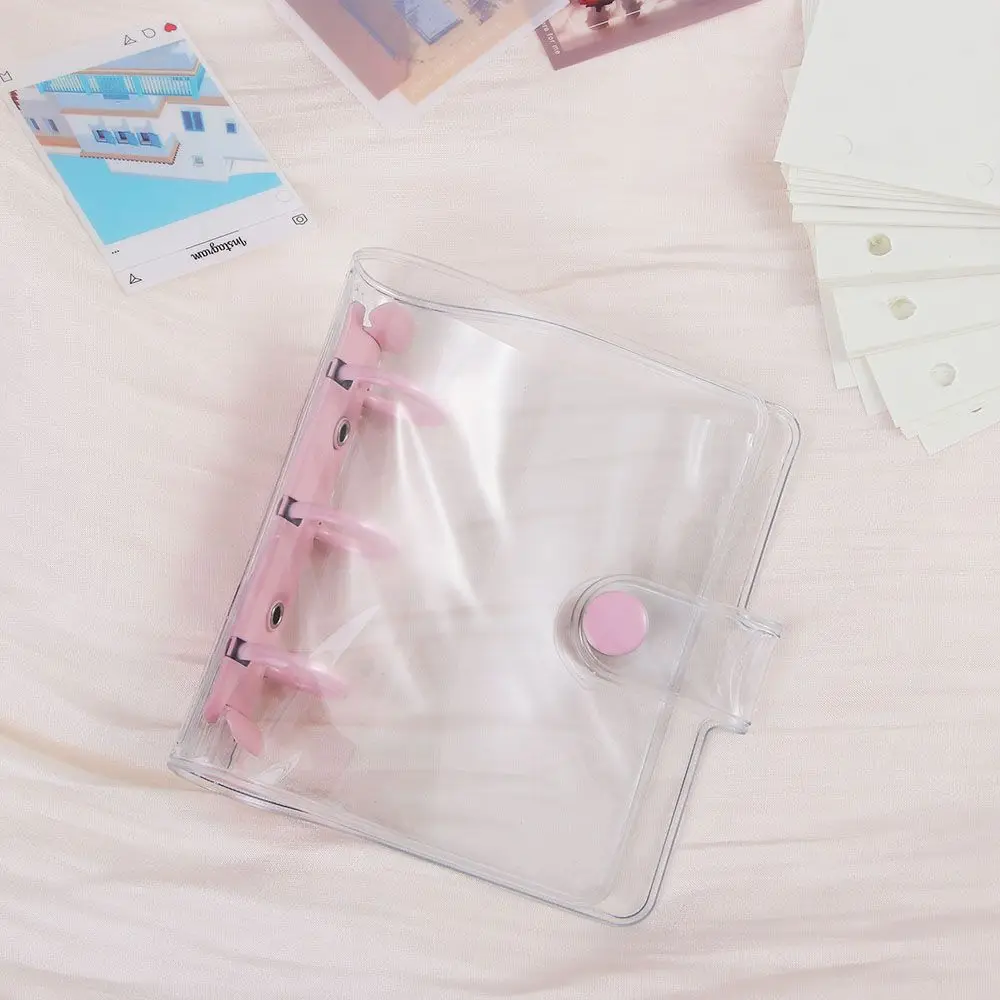Stationery Handbook Glitter Transparent Notebook Pages Photo album Binder Notebook Cover Card Organizer 3 Hole Binder Clip