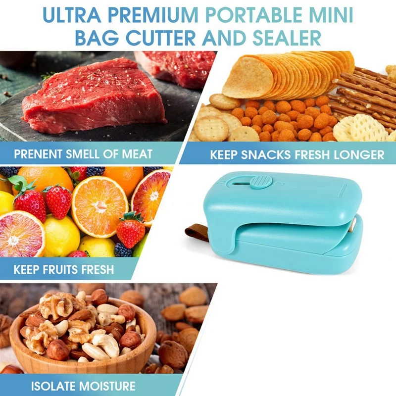 كيس صغير محمول باليد سدادة حرارية ، سدادة فراغية حرارية ، 2 في 1 ، قاطع بحبل ، كيس بلاستيكي لتخزين الطعام