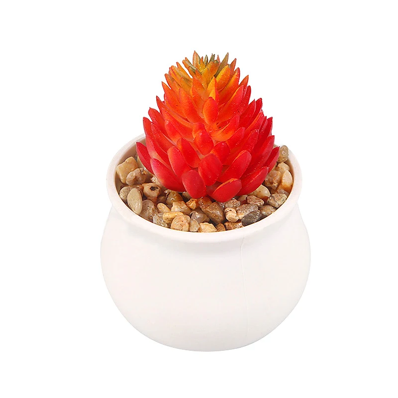 1PC Simulated Succulent Potted Artificial Miniature Green Plant Flower Basin Plastic Bonsai Tabletop Ornaments Home Decor