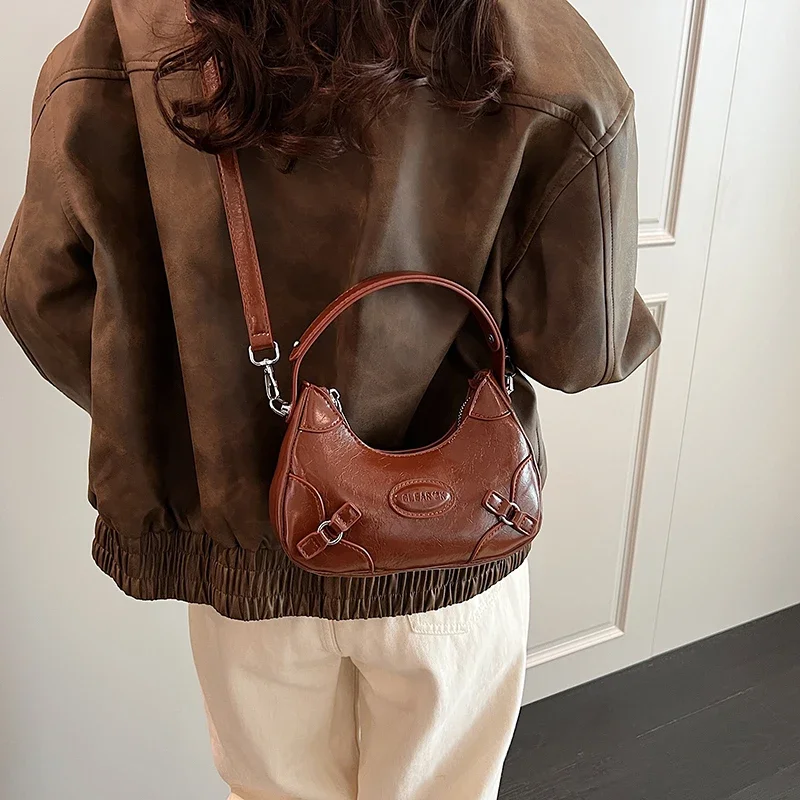 LEFTSIDE Shoulder Bags for Women PU Leather Females New 2023 Winter Trend Winter Korean Fashion Saddle Bag Handbags and Purses