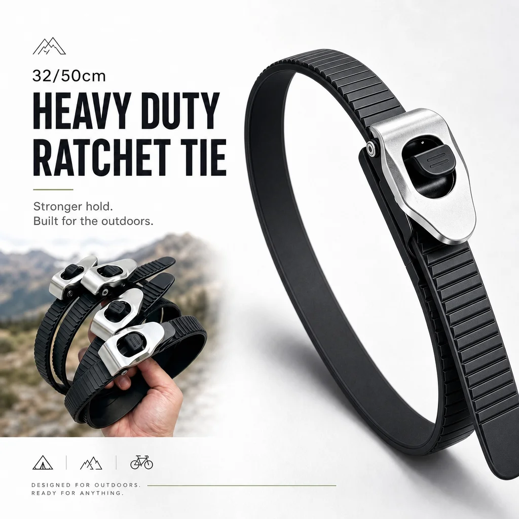 23/30/37/50cm Heavy Duty Ratchet Tie Down Strap Quick Release Metal Buckle Adjustable Belt for Bike Camping Cargo Lashing