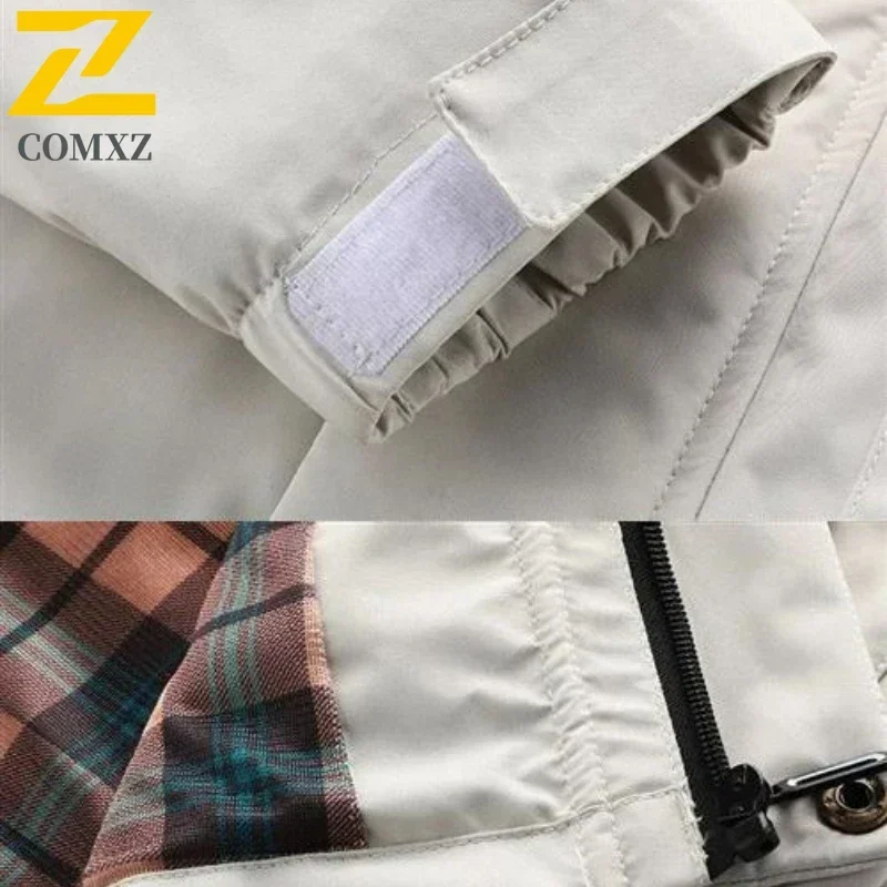 Fashion Men's Jacket 2025 New Outdoor Waterproof Hooded Windbreaker Autumn Plus Size Ultra Light Multi-pocket Work Coat For Men