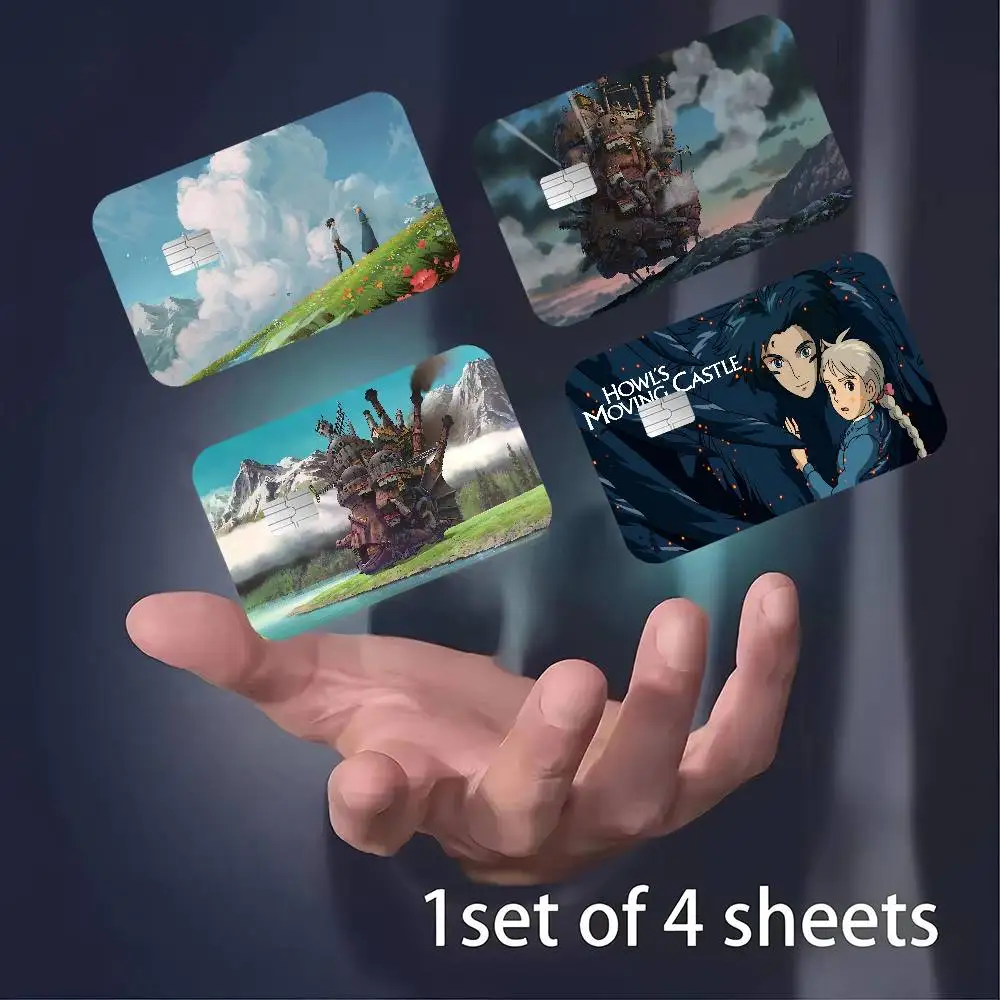 Japanese H-Howls M-Moving C-Castle Movie Credit Card Skin Stickers for VISA Bank Card Transportation Card Waterproof Gift