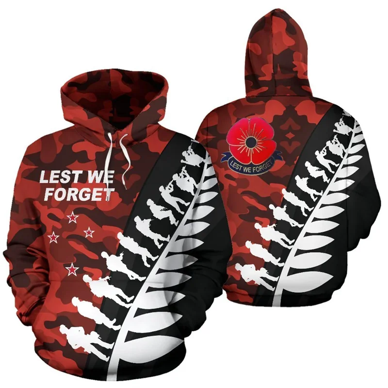 Lest We Forget New Zealand 3D Print Hoodie Men Camo Streetwear New In Hoodies & Sweatshirts Women Kids Sports Hoody Pullover