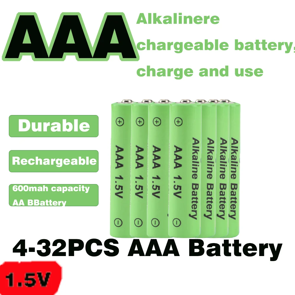4-32PCS AAA Battery 1.5V AAA Rechargeable Batteries 600mAh Alkaline Battery for Remote Control Mouse Computers Toy Clocks