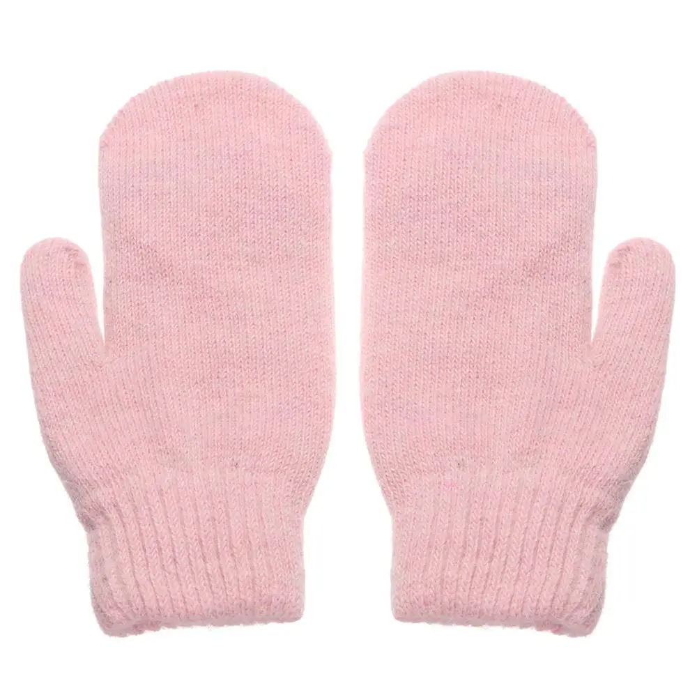 Warm Winte Solid Color Soft Winter Gloves All Fingers Double Layer Rabbit Hair Mittens