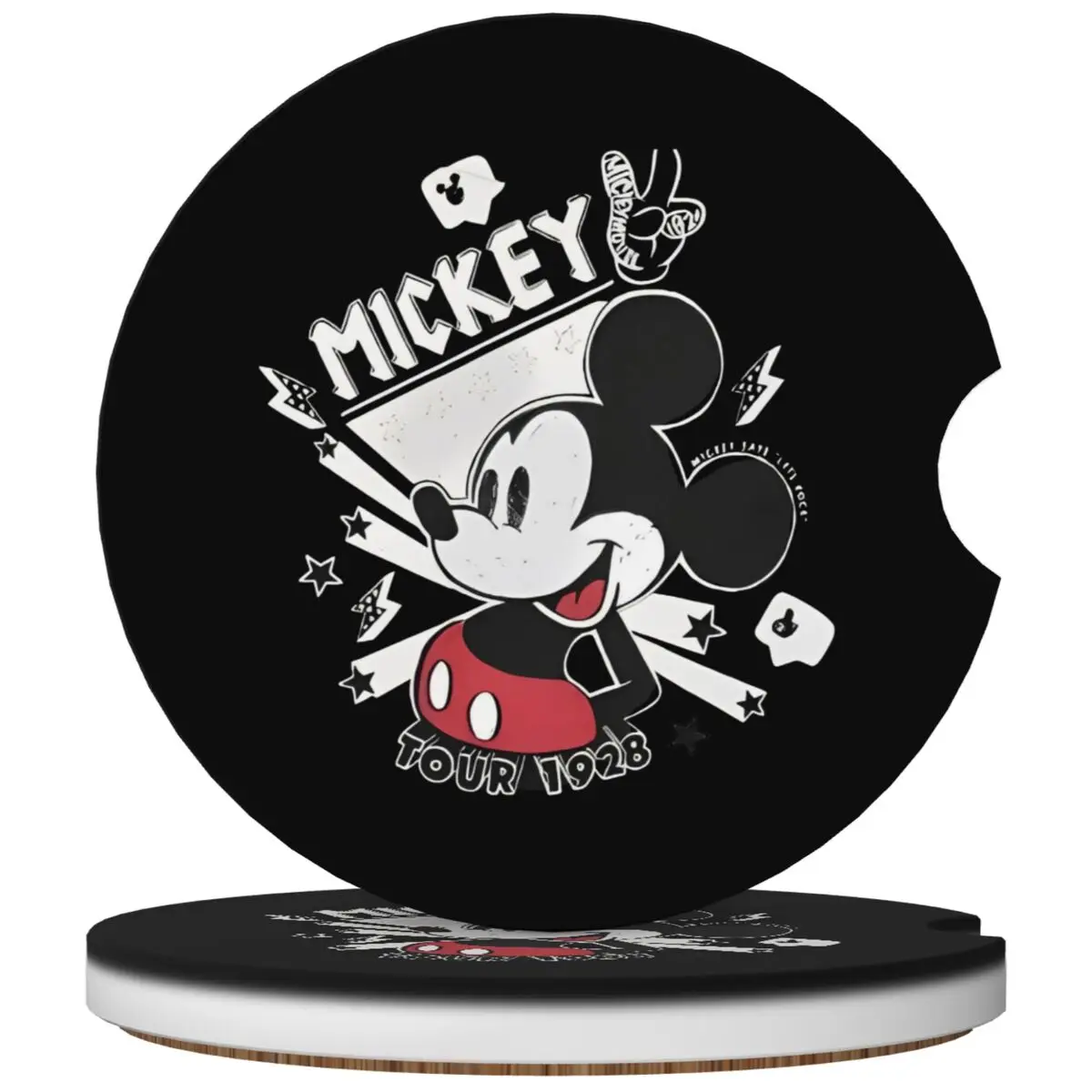 2PCS Mickey Mouse Car Cup Coaste Universal Auto Mickey Mouse Disney Minnie Cup Holder Embedded in Ornaments Ceramic Coaster