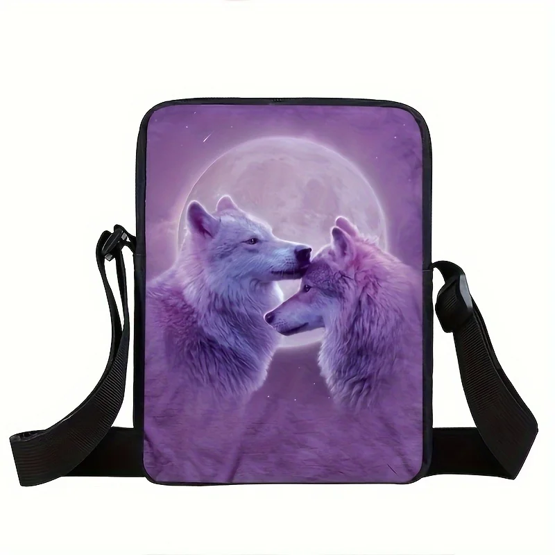 Wolf Shoulder-Bag Cartoon Puppy Men Handbag Teenager Howling Wolf Messenger Bags Small Crossbody Bag