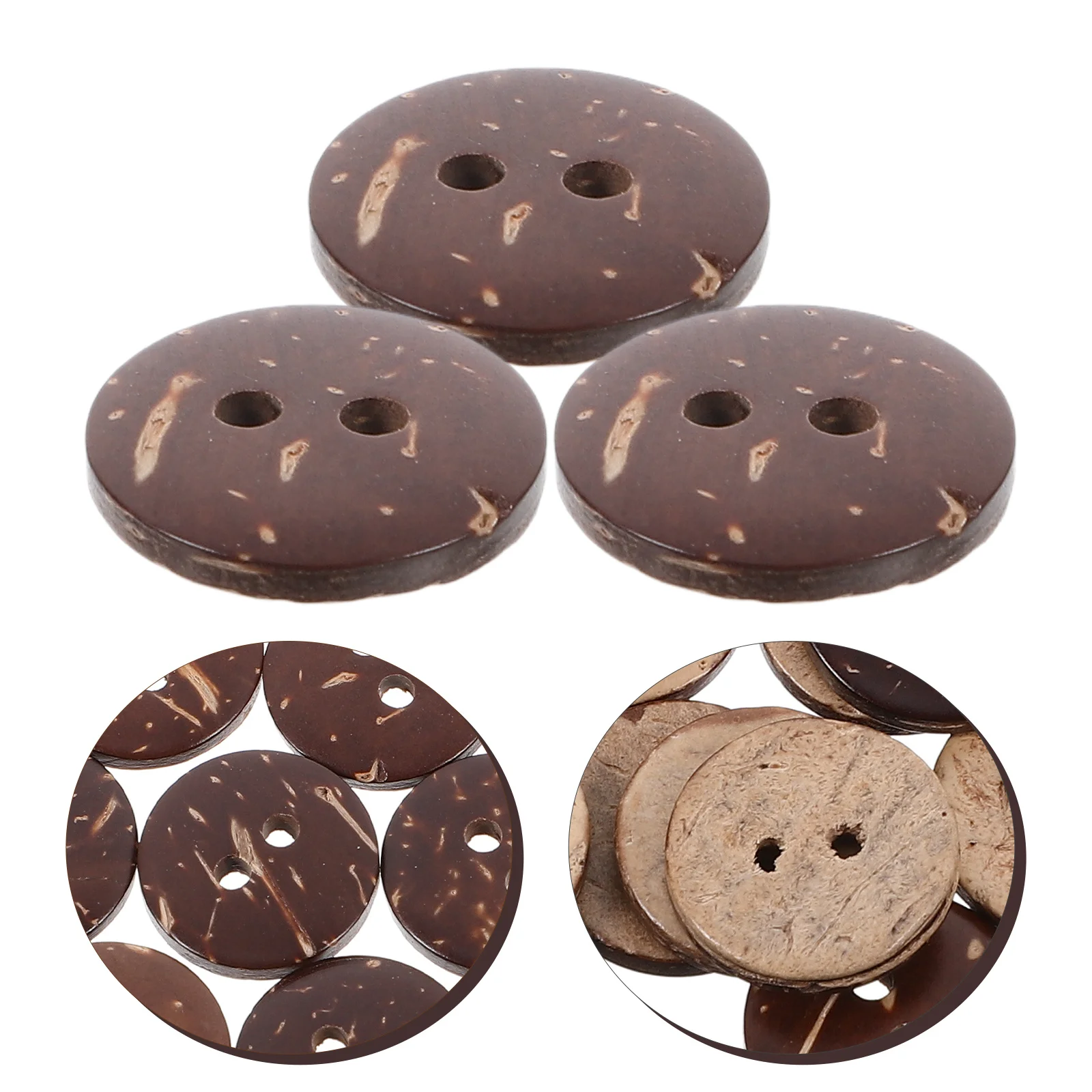 

50Pcs 15mm Wood Coconut Shell Buttons Round 2 Holes Unique Pattern Sewing Knitting Scrapbook DIY Craft Supplies