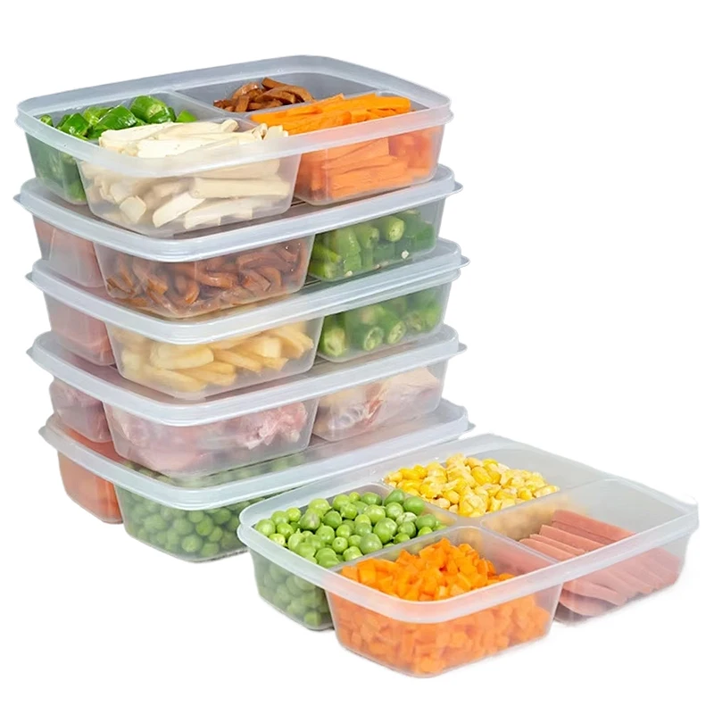 

4Pcs Food Fruit Storage Box Packed Meal Crisper Food Grade Sealed Food Frozen Meat Four-Compartment Refrigerated Storage Case