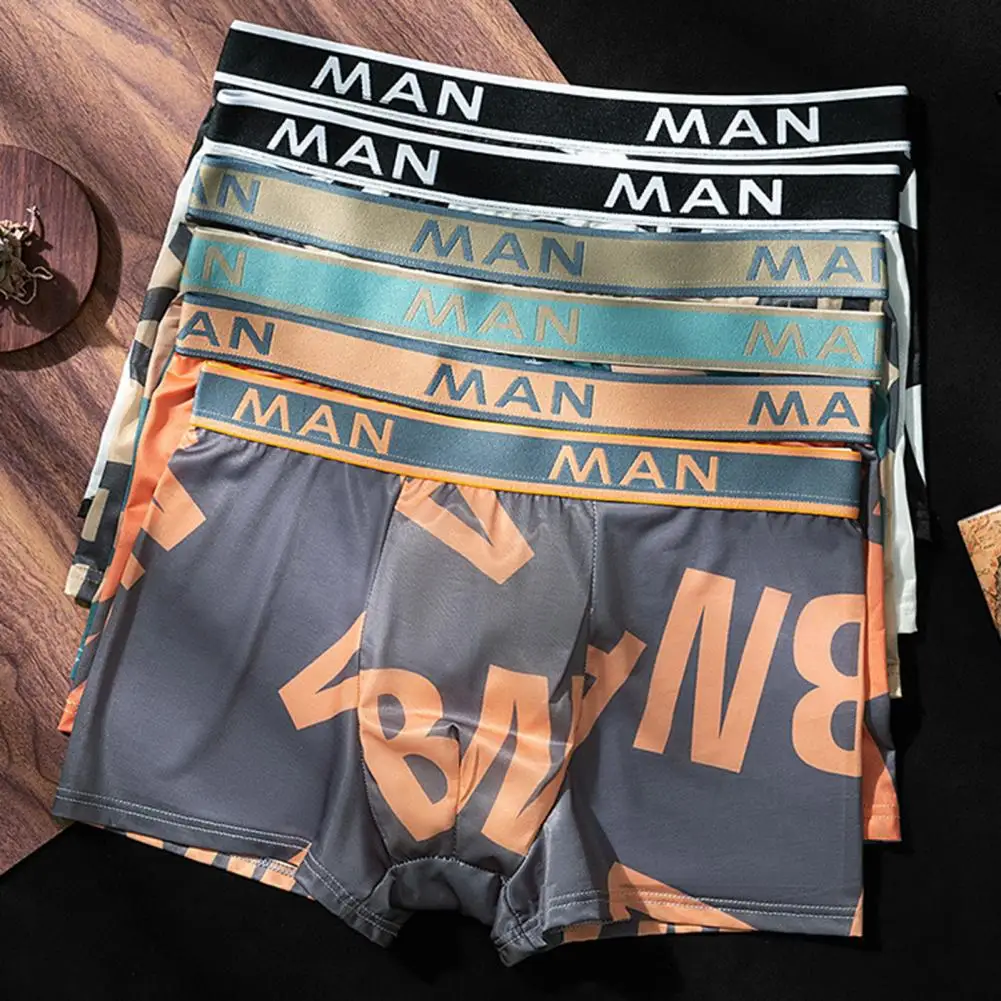 Men Boxers Shorts Underpants man Men Panties Loose Letter Printed Underwear Breathable Short Panties Men Panties Printed Boxers