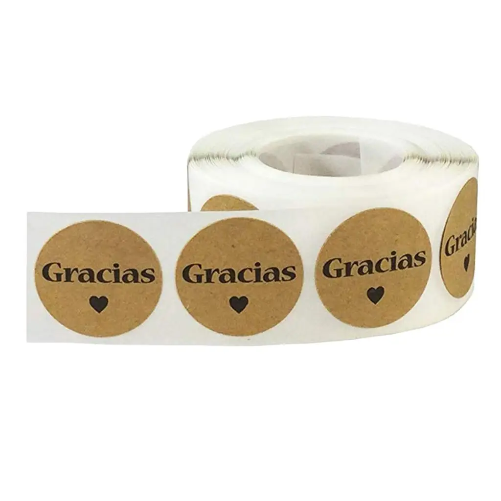 Custom Round Label Stickers Gracias Thank You for Retail Packaging and Wedding Invitation Seals