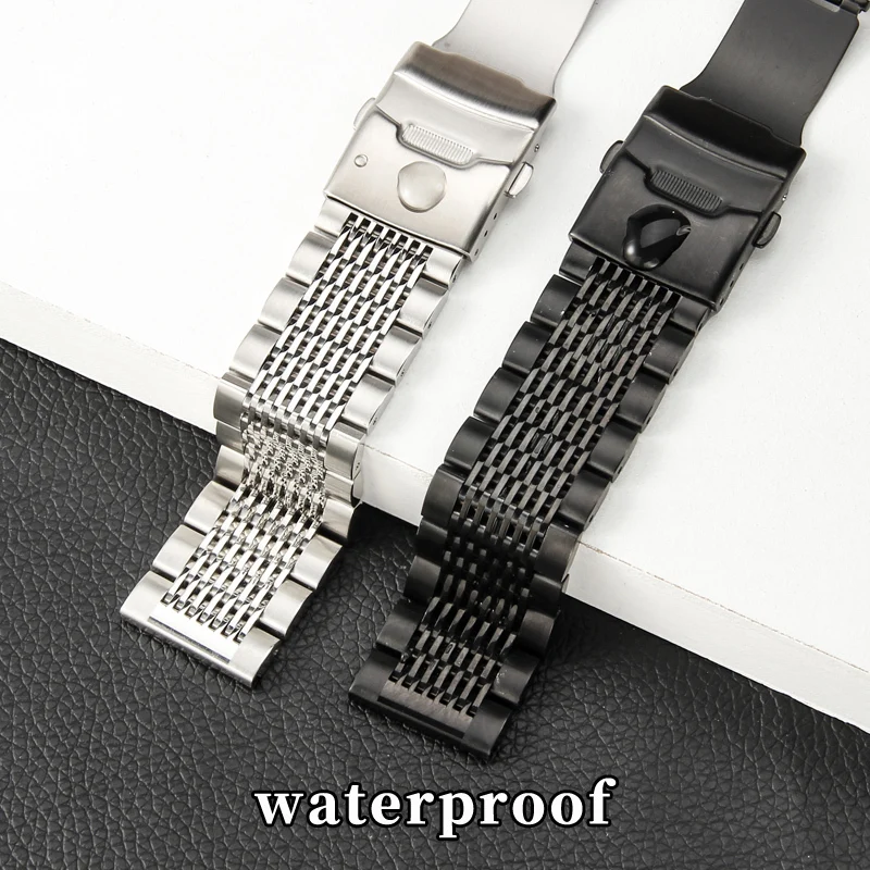 For Citizen Tissot IWC Seiko Omega Watch Band Belt Men Solid Steel Metal Double Lock Buckle Watchband 18 20 22 24mm Watch Strap