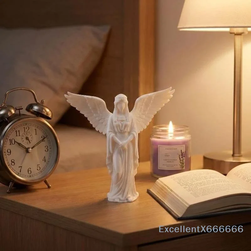 Durable Decorative Sculptures Devil Angel Ornaments Demon Angel Statue with 3d Printed Wings Matte Texture Fall-resistant