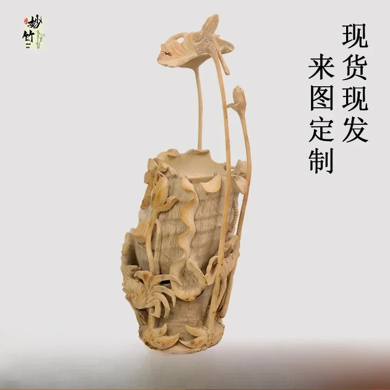 

Bamboo Carving, Qinglian, Pen Holder, Hand Ornament, Home Furnishing