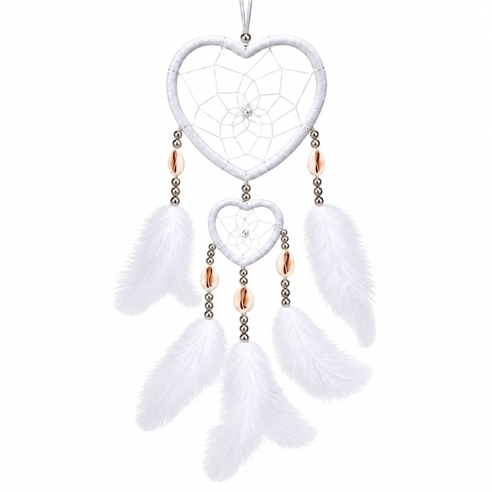 15.75inch Dream Catcher Wall Decor Heart-Shaped Boho Aesthetic Hanging Dream Catcher Black Net Craft Handmade Dream Catcher
