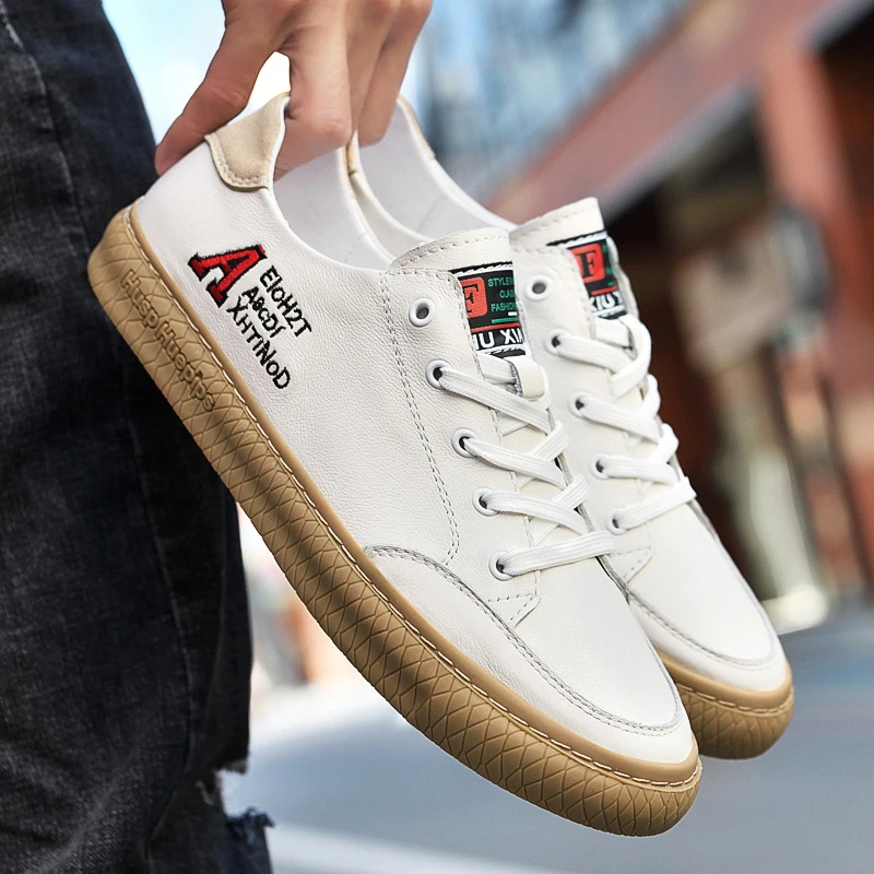 

Мужские весенние новые модные роскошные маленькие белые туфли, мужская обувь из натуральной кожи, мужские повседневные кроссовки на шнуровке, удобные мягкие лоферы