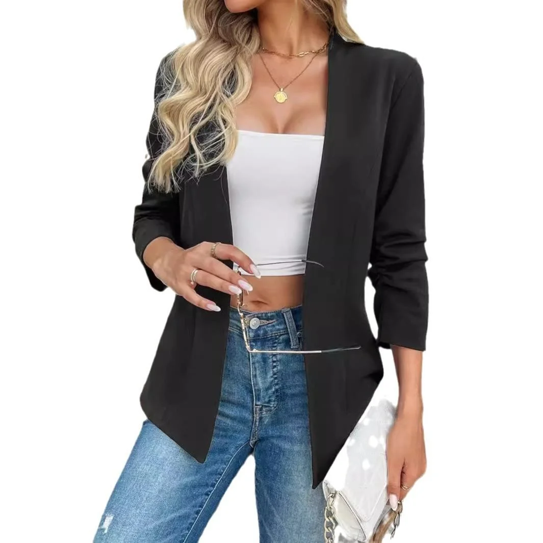 

Осенний женский маленький костюм Long Sve Jaet Ele Pure Color Busin, повседневная одежда для профессиональных и повседневных настроек