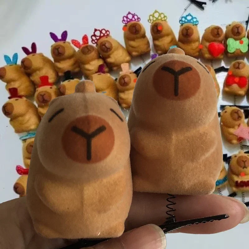 1-10pcs Hot Kapibala Hair Clip Fashion Children 3D Animal Plush Hairpin Duckbill Clips Headdress Adults Stress Relief Toy Gifts