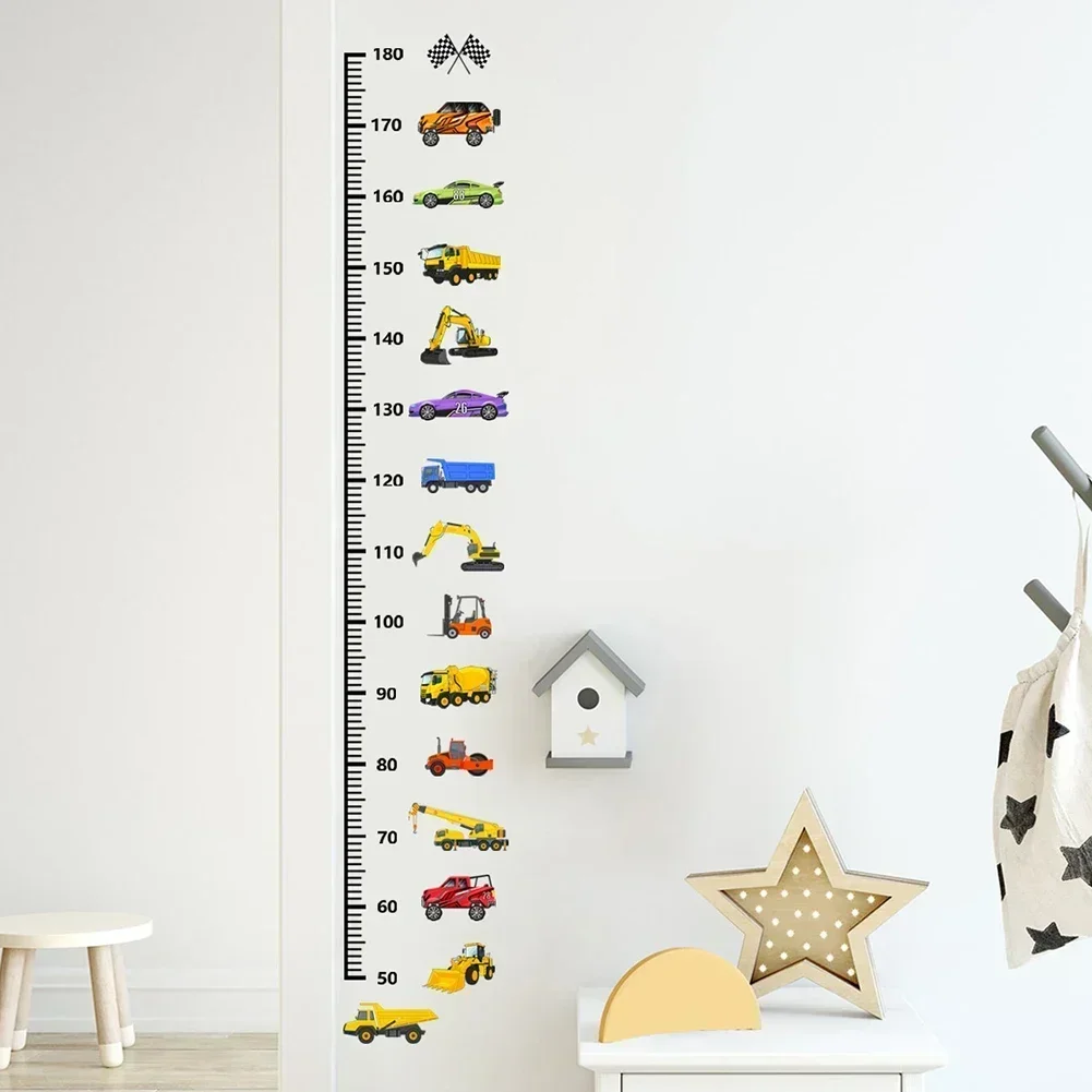 Height Stickers Construction Vehicle Tower Crane For Kids Room Kindergarten Baby Measuring Height Ruler Wall Stickers Boys Gift