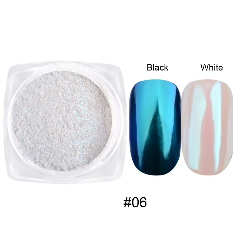 1/2pc perlweiß Meerjungfrau Aurora Chrom Nagel pulver Metallic Neon Regenbogen Staub Nail Art Gel politur liefert Spiegel Chrom Pulver