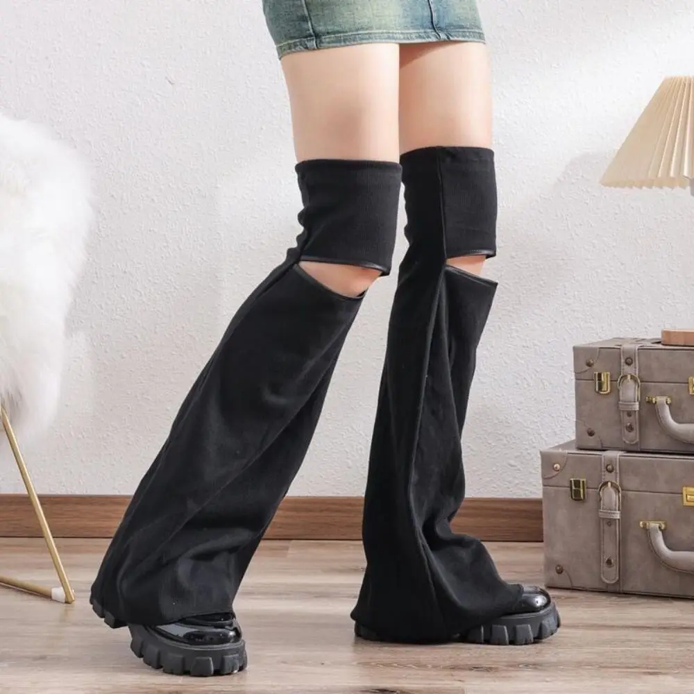 Sun Protection Y2k Leg Warmers Women Solid Elastic Knee High Socks Casual All Match Bell-bottoms Socks Autumn