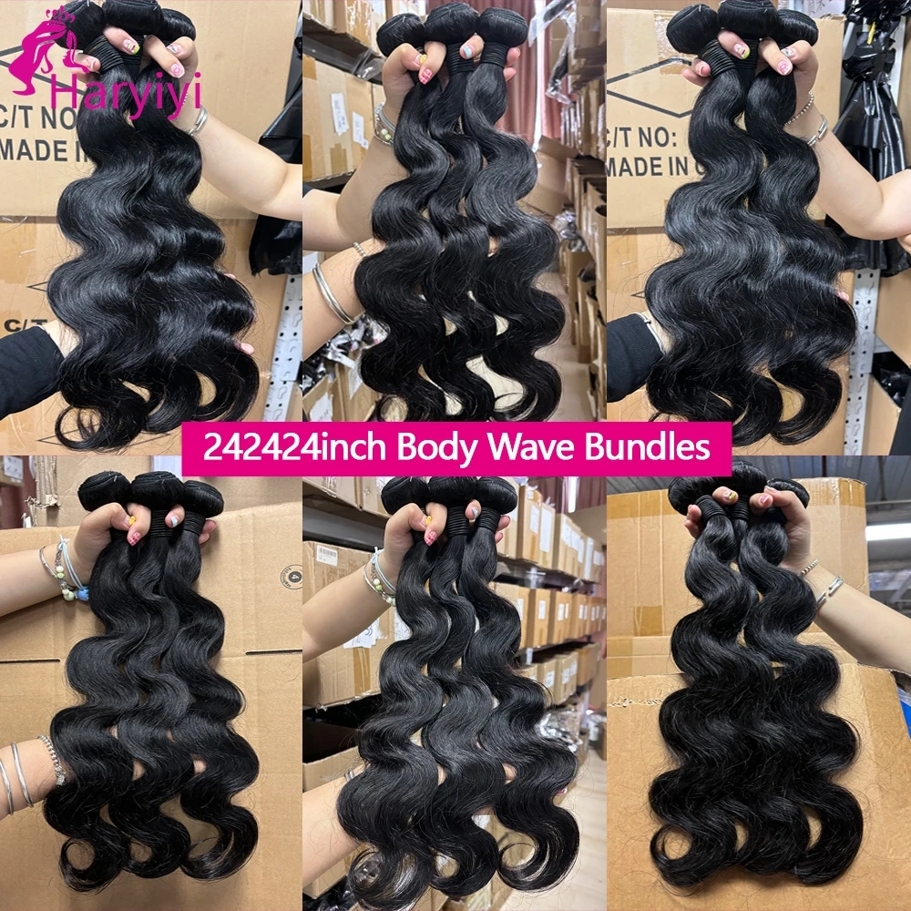 Body Wave Bundles Echthaar 12A Rohhaar-Bündel 22/24/26 Zoll Brasilianische Echthaar-Bündel Naturschwarz Body Wave Bundles – Detail 2