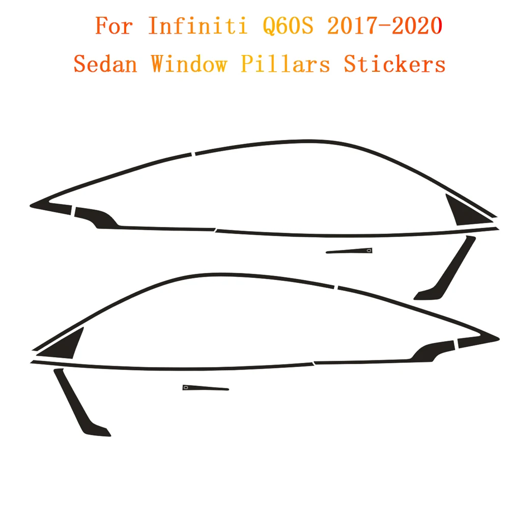 For Infiniti Q60 Q60S 2017-2020  Sedan Window Chrome Remote Dimming Racks ABC Glossy Black Stickers