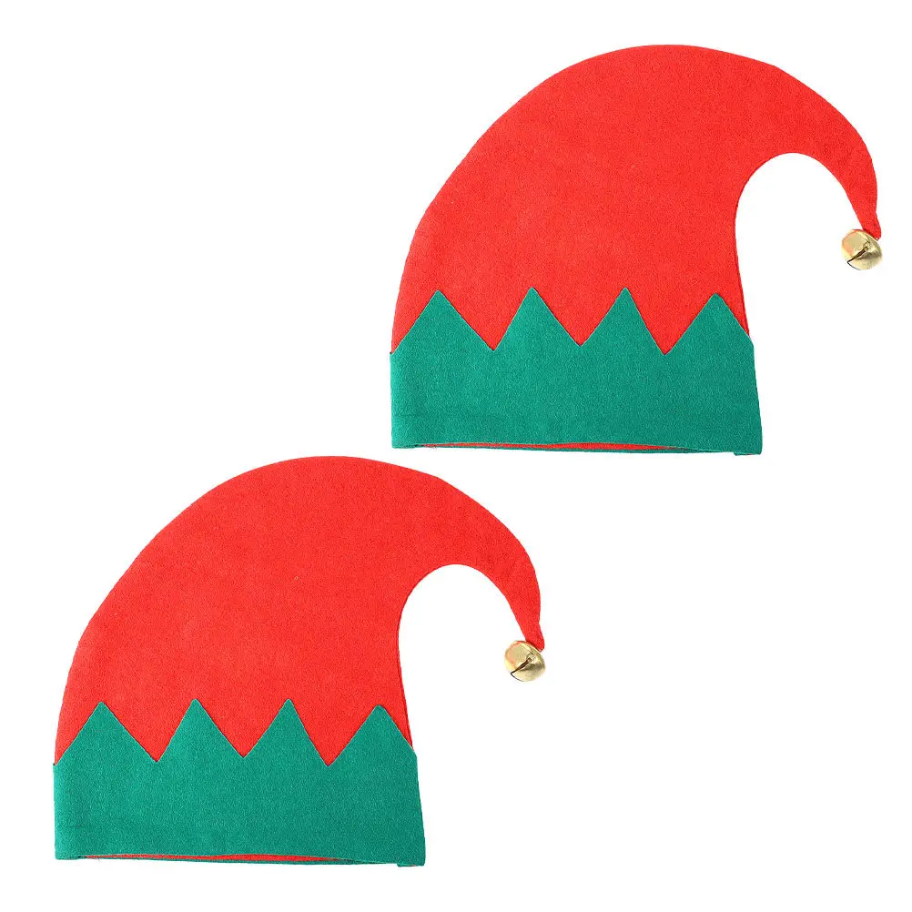 2Pcs Christmas Hat Kids Costume Hats Gold Thread Elf Hat for Christmas Party Masquerade Holiday Gathering Stage Performance