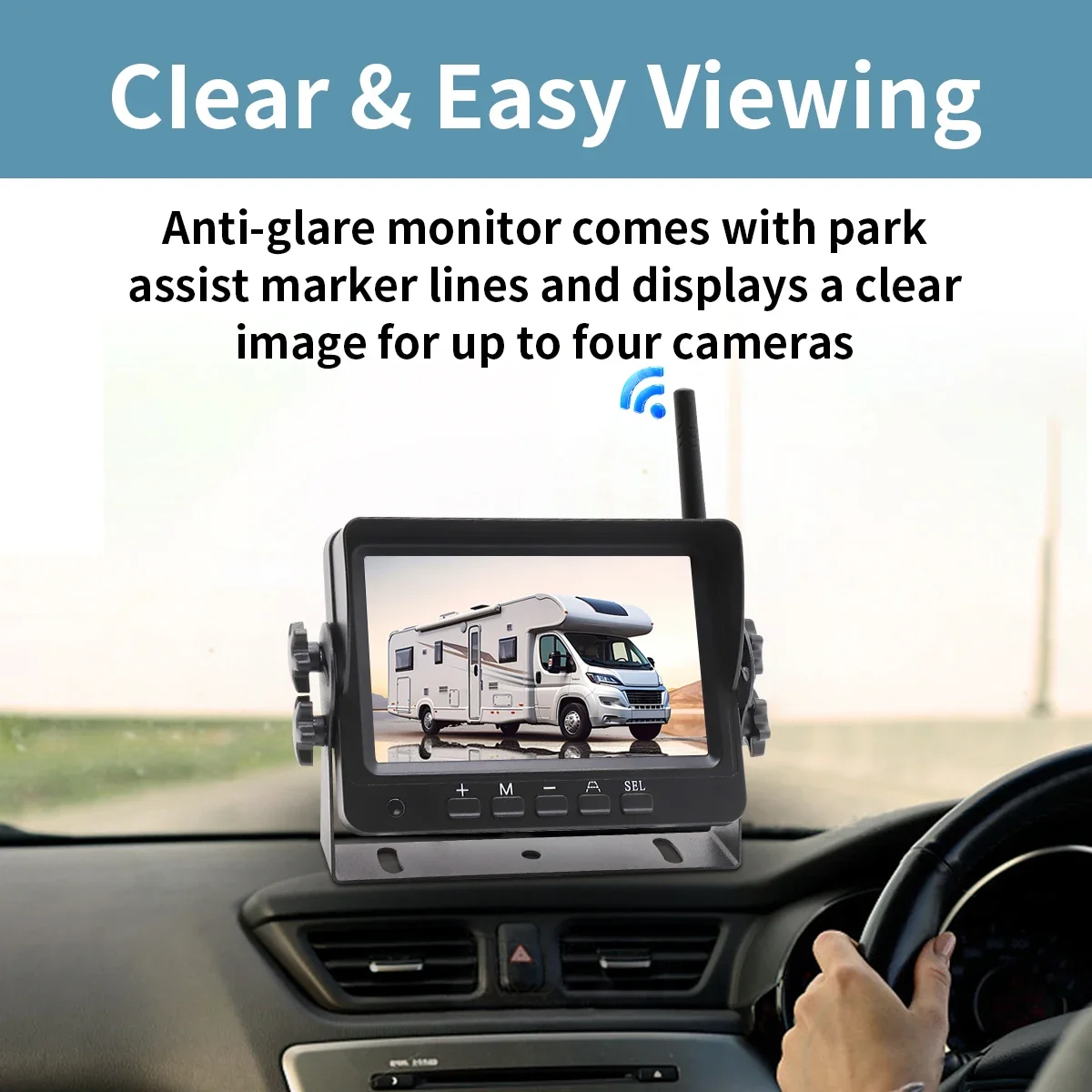 Waterproof Digital Wireless Vehicle Observation Reverse Backup Car RV Truck Cam era System with 5 inch Moni tor