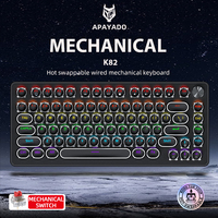 Black 75% Gaming Keyboard Wired with Metal Knob,APAYADO K82 Hot-Swap Mechanical Keyboard Punk,ABS Transparent Character RGB