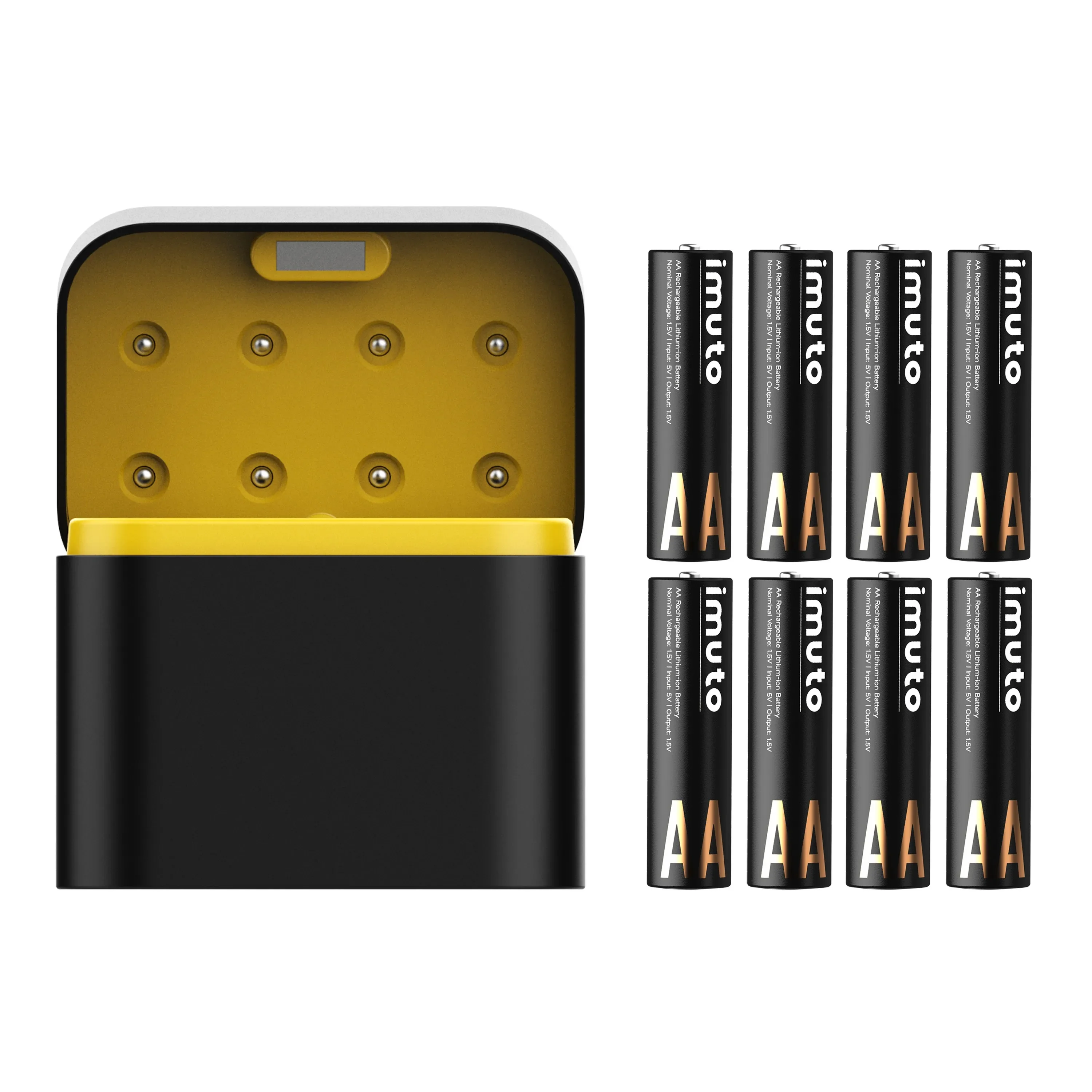 8-Slot Rapid Charger for 3000mAh AA Lithium-Ion Rechargeable Batteries, Fast Independent Charging for 1.5V, 8-Pack Compatible