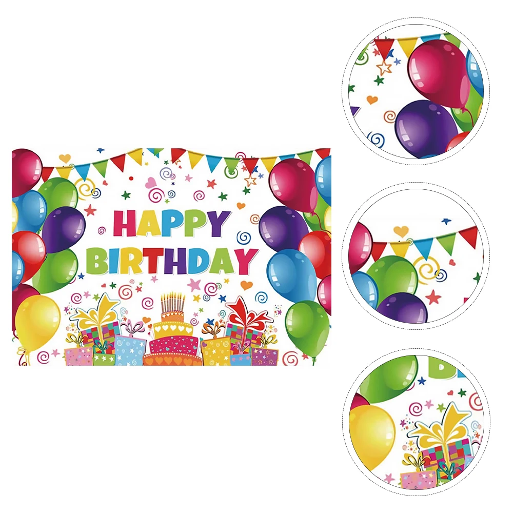 

Happy Birthday Background Decor Photo Backdrop Party Supplies Balloon Pattern Vinyl Cloth Durable High Resolution Printed