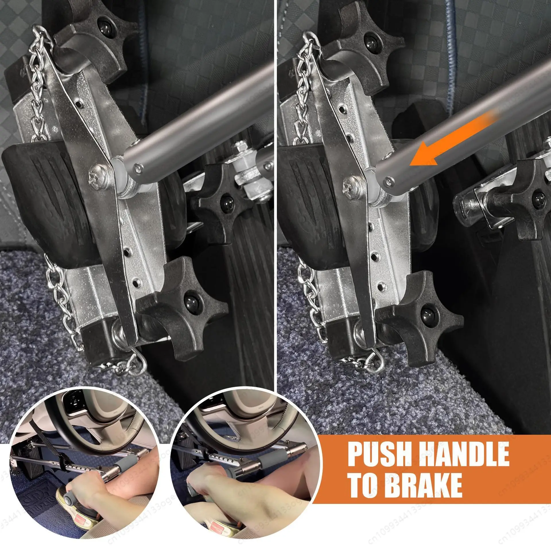 Automotive manual devices for disabled drivers, portable manual driving assistance for disabled drivers