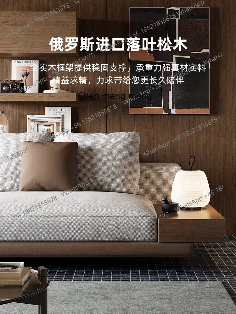 Divano minimalista in cotone e lino a fila dritta sospeso, divano in tessuto per tre persone semplice e moderno divano esteso