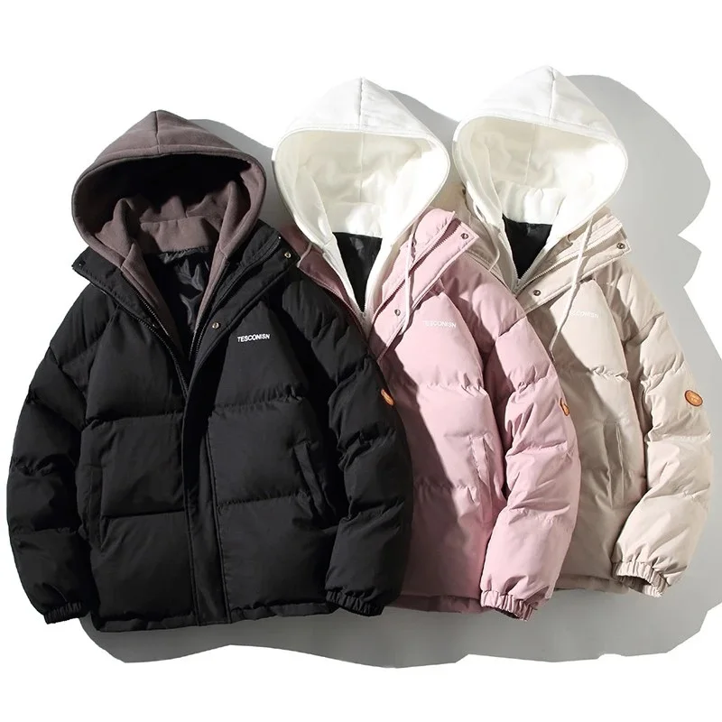 Student frauen Winter Oversize Jacke Unten Baumwolle Gefütterte Mantel Weibliche Lose Beiläufige Mantel Weibliche Mode Mit Kapuze Kurze Parkas