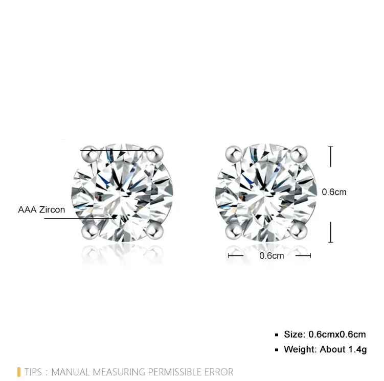 Fine fashion 925 sterling silver crystal stud earrings elegant cute hook women Charms wedding classic jewelry lovly gift
