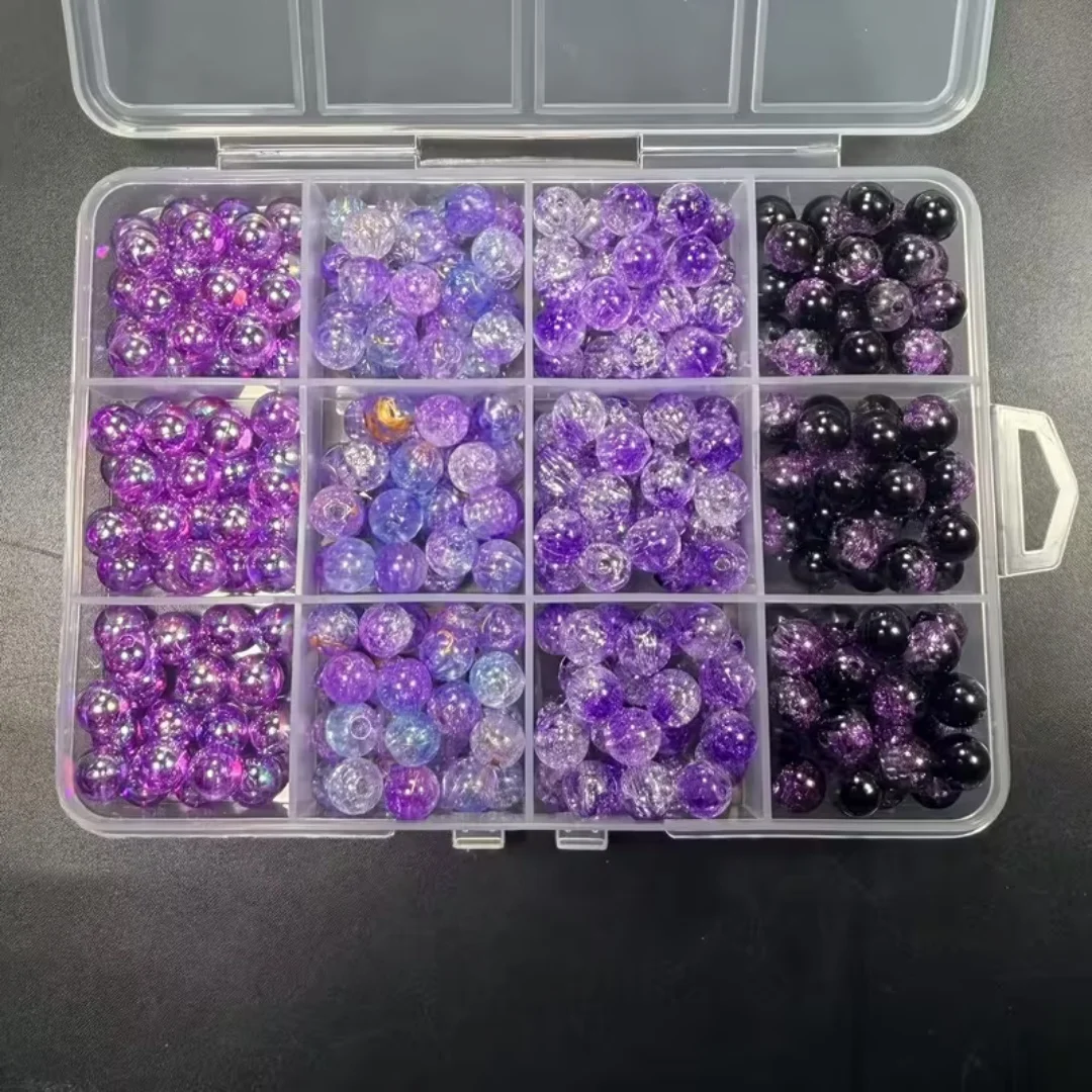 8mm Black Purple Series, Dark Charm Demon, 12 Grid Box Set, Acrylic Beads, Various Styles, DIY Accessories, Hanging Accessories,