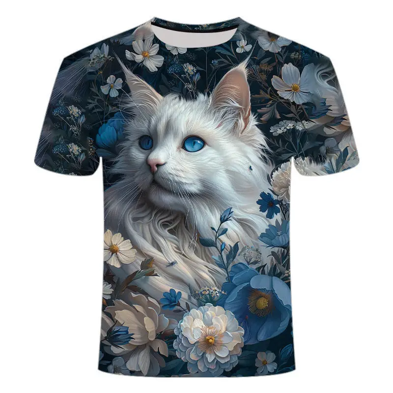 I vestiti estivi più venduti Serie di gatti creatività stampata in 3D con simpatici modelli di animali Maglietta per bambini Camicie da uomo T-shirt da donna