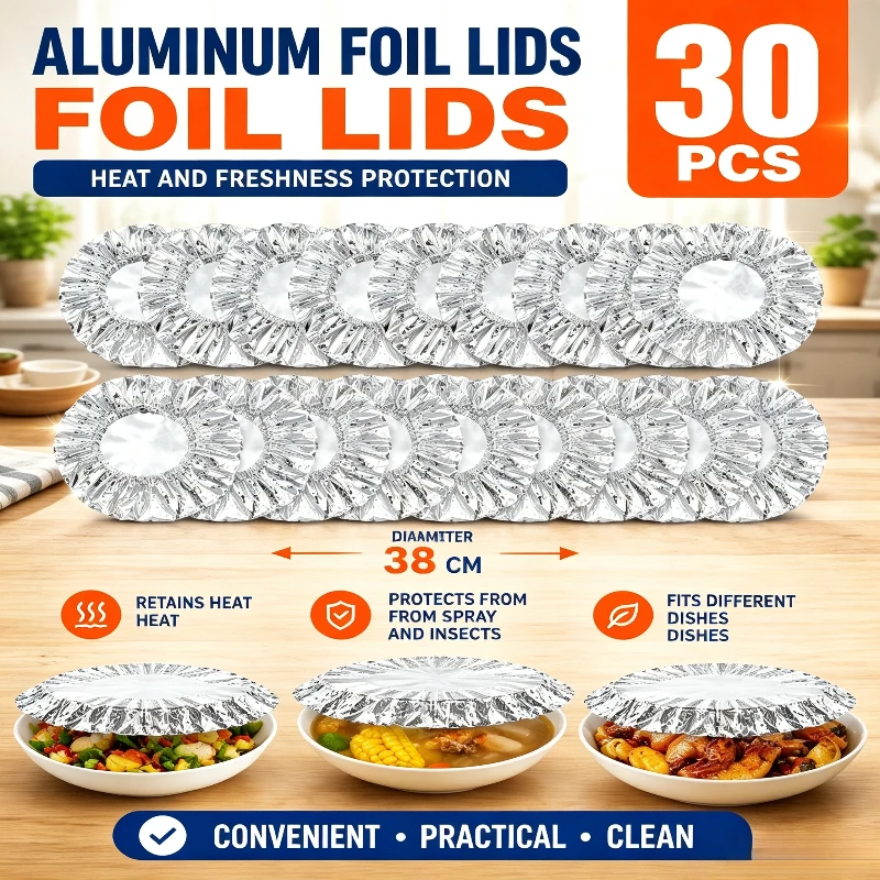100/10pcs Disposable Foil Film Food Cover Aluminum Foil Insulation Kitchen Insulation Lid Fresh-keep Saran Warp Storage Covers