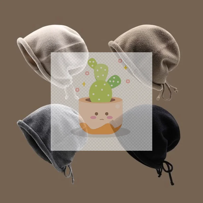 秋冬用の折り返し付きニット帽、どんな服装にも合う暖かい防寒帽子、大きな頭囲にも合う女性用ニット巾着帽子