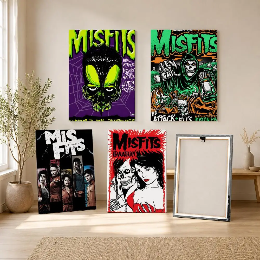 Punk Rock band M-Misfits Framed Wall Painting Framed Canvas Wall Art Print | Modern Poster | Home Hallway Decor