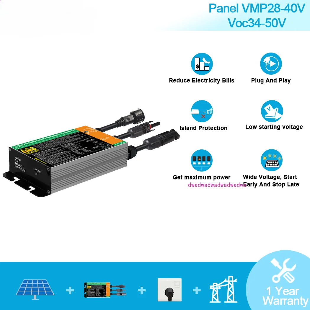 350W 300W 500W 600W 700W MPPT Solar PV Grid Tie Micro Inverter GMI series Input 26-46V DC Output 110V-240V  65